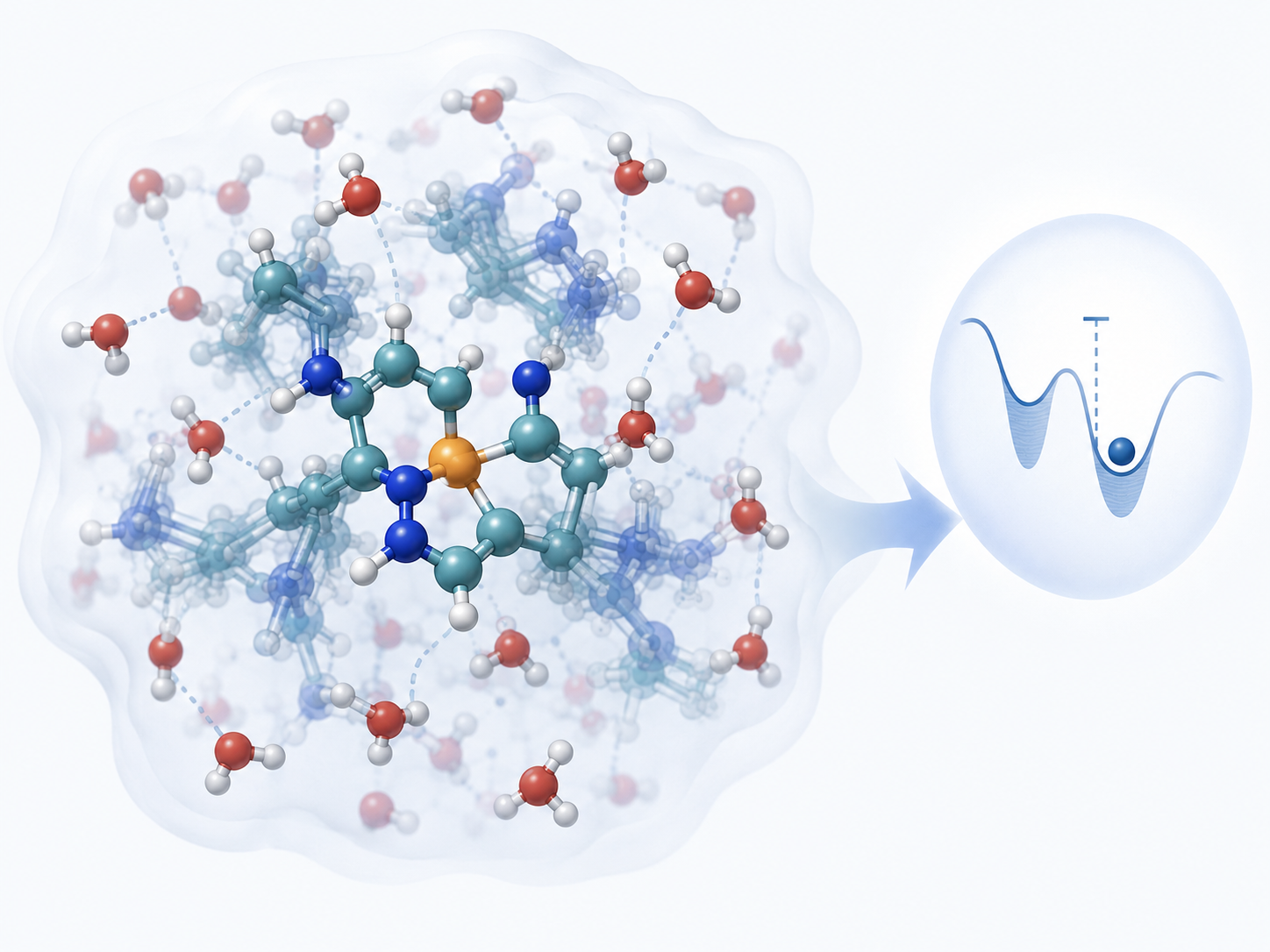 Molecular ensemble in solution linked to a property energy profile
